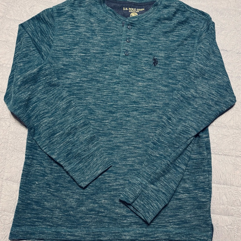 U.S. Polo Assn. Men's Blue Long Sleeve Henley Shirt